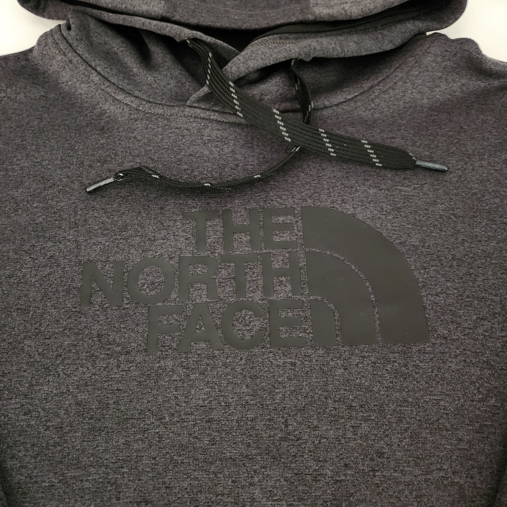 The North Face Men’s Heathered Charcoal Logo Fleece Pullover Hoodie M - like new - Picture 4 of 13